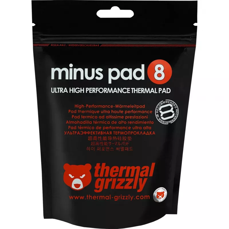 Pad térmico Thermal Grizzly Minus Pad 8 — 100 x 100 x 3,0 mm, rosa