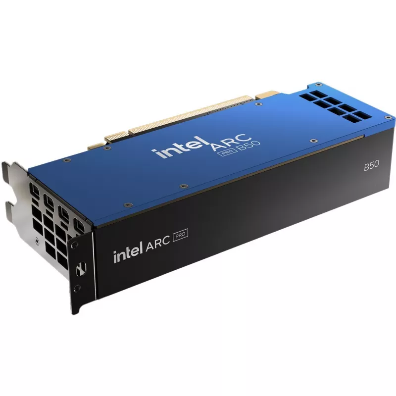 Placa gráfica INTEL Arc Pro B50 — 16 GB GDDR6, 128 bits, PCIe 5.0, refrigeração ativa