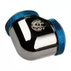 Adaptador Bitspower 90° 16mm AD para 16mm AD Hardtube, preto brilhante/azul