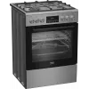 Fogão BEKO | FBMA61330GXDT | Tipo de placa gás | Tipo de forno elétrico | Aço inoxidável | Largura 60 cm | Grelhar | LED | Profundidade 60 cm | 72 L