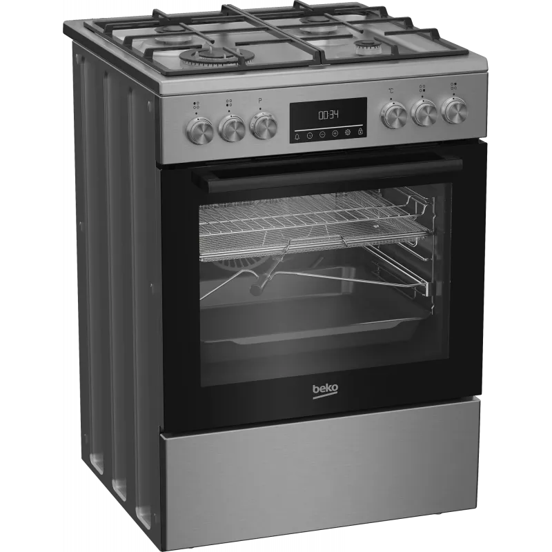 Fogão BEKO | FBMA61330GXDT | Tipo de placa gás | Tipo de forno elétrico | Aço inoxidável | Largura 60 cm | Grelhar | LED | Profundidade 60 cm | 72 L