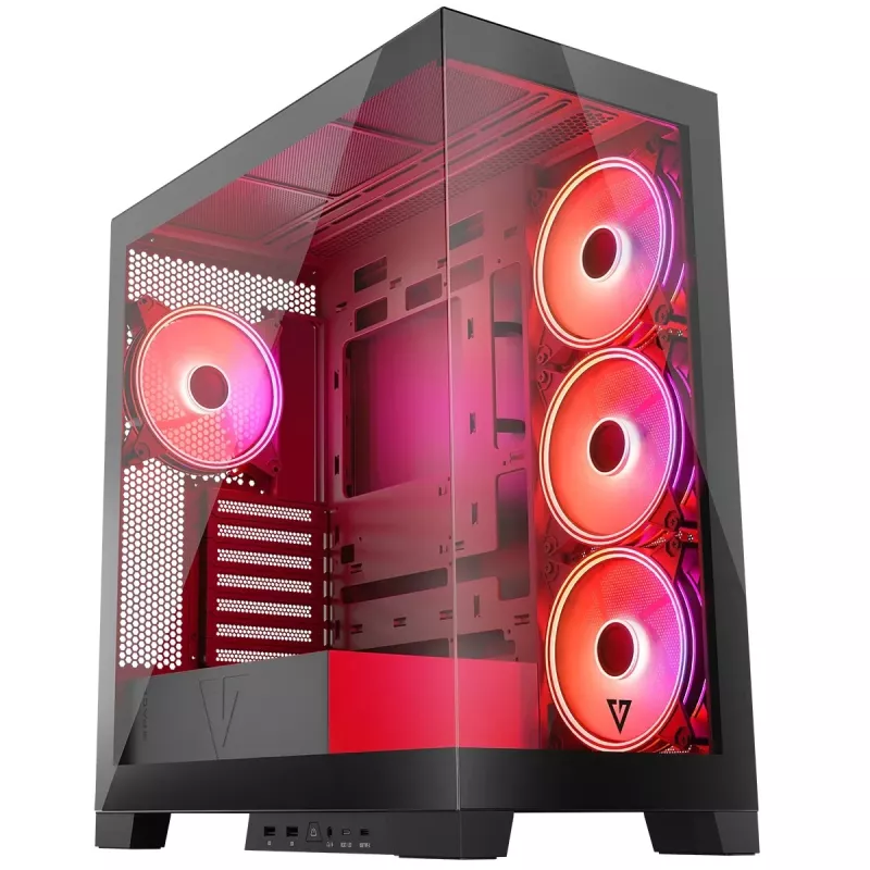 Caixa de PC MODECOM Volcano SPACE APEX ARGB Midi Tower, vidro temperado, USB-C, suporta ATX/microATX/Mini-ITX, GPU até 430 mm, dissipador de CPU até 180 mm
