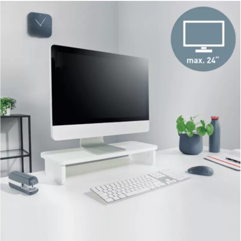 Suporte para monitor LEITZ Freestanding 64340001 — suporte de secretária para ecrãs de 61 cm (24 polegadas), capacidade de carga 20 kg, altura ajustável, branco