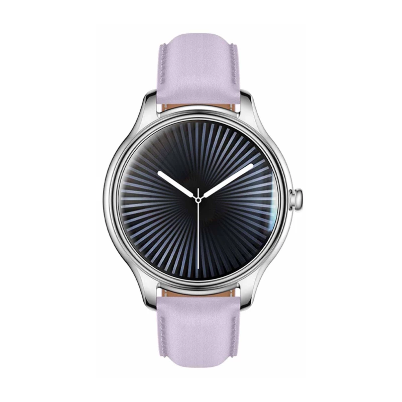 Smartwatch Colmi L28 prateada-roxa com bracelete de couro roxa