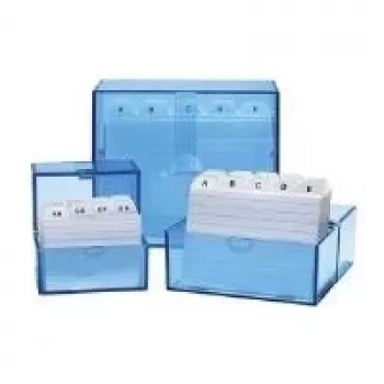 Caixa de índice WEDO A6 horizontal azul transparente plástico com fecho de mola