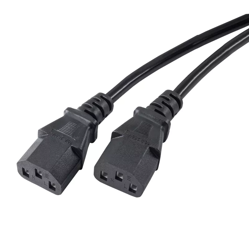 Cabo de distribuição de energia Akyga AK-PC-04A CEE 7/7 para 2x IEC C13, 1,8 m, preto