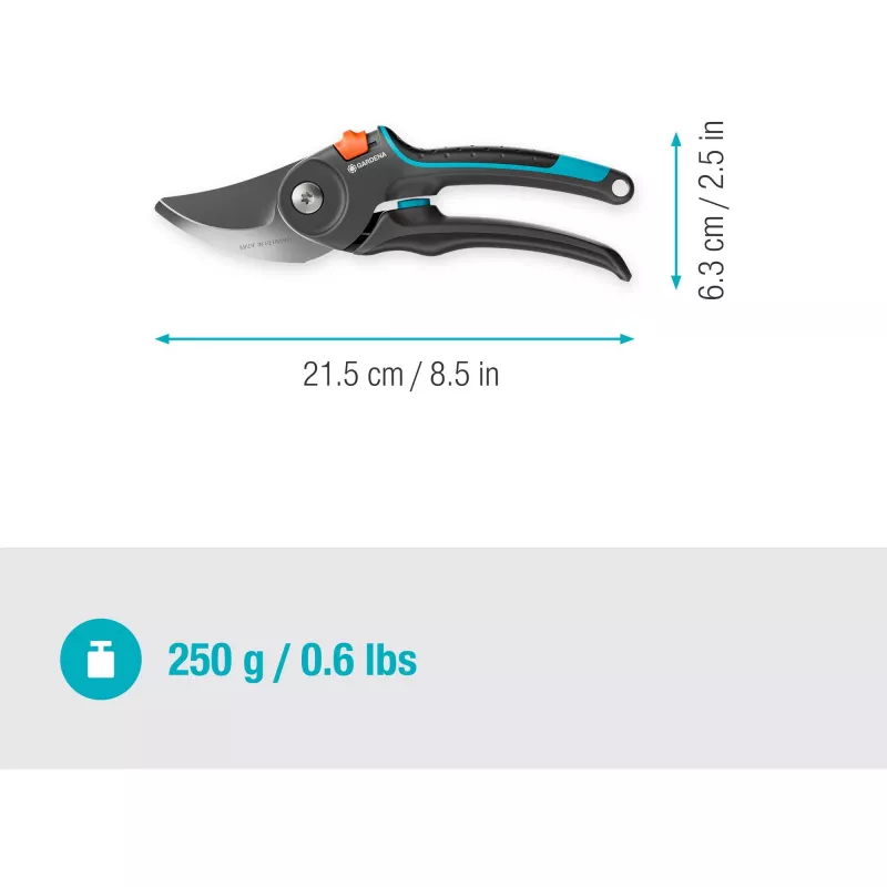 Tesoura de poda PremiumCut Pro - madeira fresca Cinzento/Turquesa, Bypass