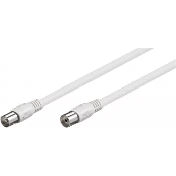 Cabo de antena Goobay (Classe A, >85 dB), com 2 camadas de blindagem, 5 m, branco - ficha coaxial > conector fêmea coaxial (totalmente blindado) (66616)