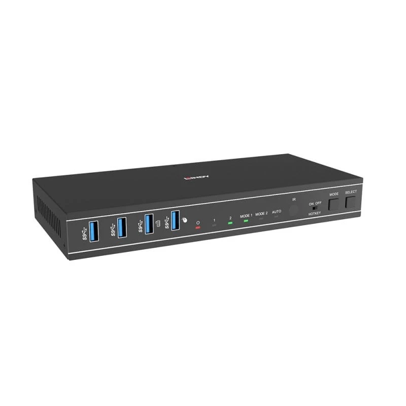Comutador KVM Lindy 2 portas Dual Head HDMI 4K60, USB 3.0, 4096 x 2160 píxeis, 4K Ultra HD, preto