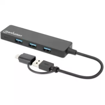 Dock/Hub Combo Manhattan USB-C e USB-A, Portas (4): USB-A (x4), 5 Gbit/s (USB 3.2 Gen1 aka USB 3.0), alimentado por USB (não requer fonte de alimentação externa)
