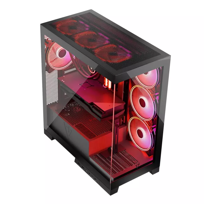 Caixa de PC MODECOM Volcano SPACE APEX ARGB Midi Tower, vidro temperado, USB-C, suporta ATX/microATX/Mini-ITX, GPU até 430 mm, dissipador de CPU até 180 mm