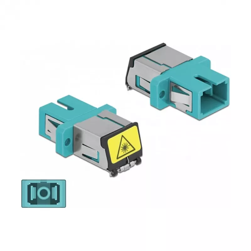 Acoplador de fibra ótica DeLOCK 86890 SC simplex fêmea para SC simplex fêmea multimodo aqua