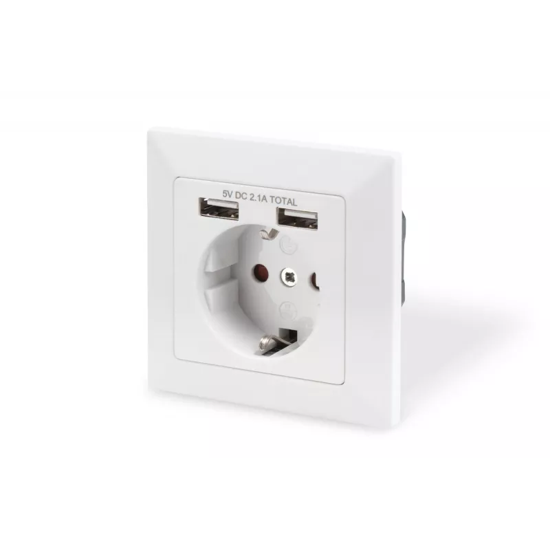 Tomada de segurança para montagem encastrada Digitus DA-70613 com 2 portas USB