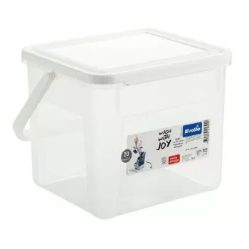 Recipiente para líquidos de limpeza Rotho Basic 4,5 l modelo 1770201100RP, tecnopolímero transparente com tampa e orifício de suspensão