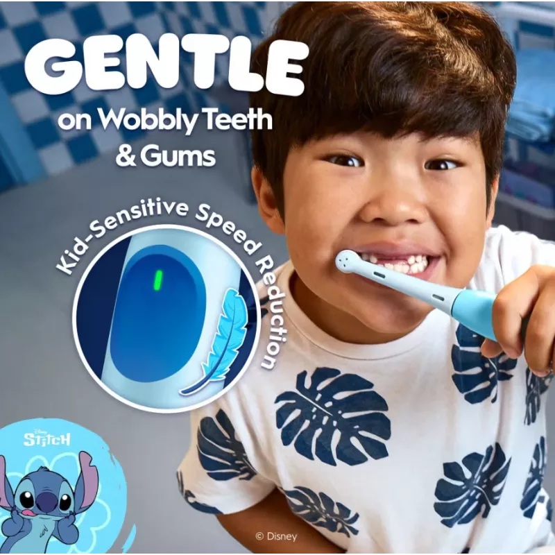 Escova de dentes elétrica Oral-B com estojo de viagem, 6Y+ | iO Kids Disney Stitch | Recarregável | Para crianças | Número de cabeças de escova incluídas 1 | Número de modos de escovagem 3
