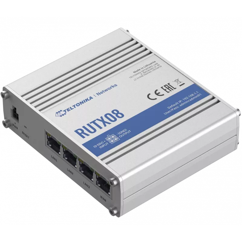 Teltonika RUTX08 router com fios Gigabit Ethernet aço inoxidável
