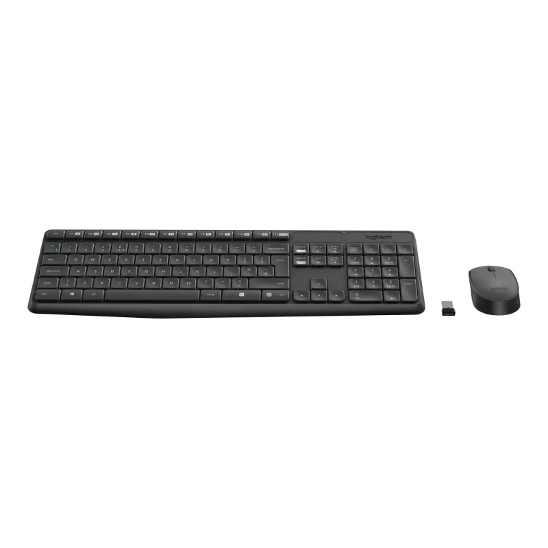 Conjunto de teclado e rato sem fios Logitech MK235 Tamanho completo Cinzento