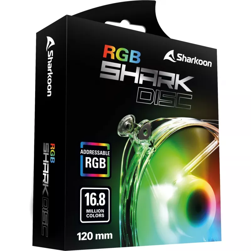 Ventoinha de caixa SHARKOON SHARK Disc ARGB 120mm - Branco