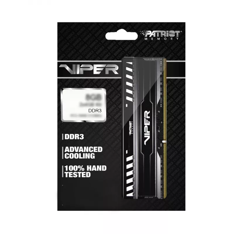 Patriot Viper 3 Black Mamba PV38G160C9K memória RAM 8 GB (2x 4 GB) DDR3 1600 MHz CL9 DIMM, preta
