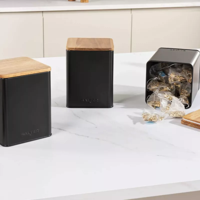 Conjunto de caixas para pão Salter BW129001EU7 preto 4 peças – recipientes para pão e produtos de padaria