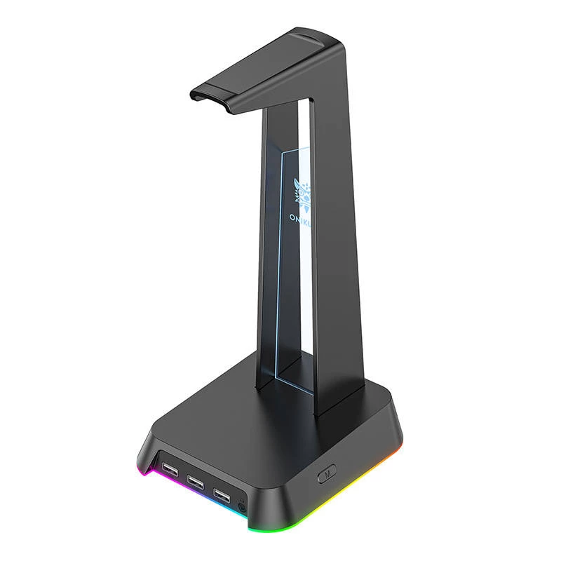 Suporte para auscultadores Onikuma ST-2 — altura ajustável, design robusto preto