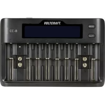 VOLTCRAFT CC-8 Carregador de células redondas LiIon, LiFePO, NiMH, NiCd A, Mignon (AA), Micro (AAA), Mini (AAAA), Baby (C), Sub-C, bloco 9 V, 10340, 14500, 16340, 17500 (VC-10882815)