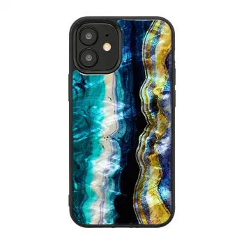 Capa de proteção iKins para Apple iPhone 12 mini — padrão de ágata roxa