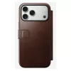 Capa para telemóvel tipo carteira Nomad Modern Leather Folio para iPhone 17 Pro Max — castanha, pele, ecrã de 6,3 polegadas, 4 compartimentos para cartões