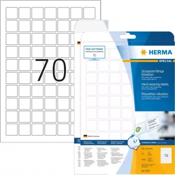 HERMA Special - Etiquetas de película - mate - autocolantes - branco - 24 x 24 mm 1750 etiqueta(s) (25 folhas x 70) (8339)