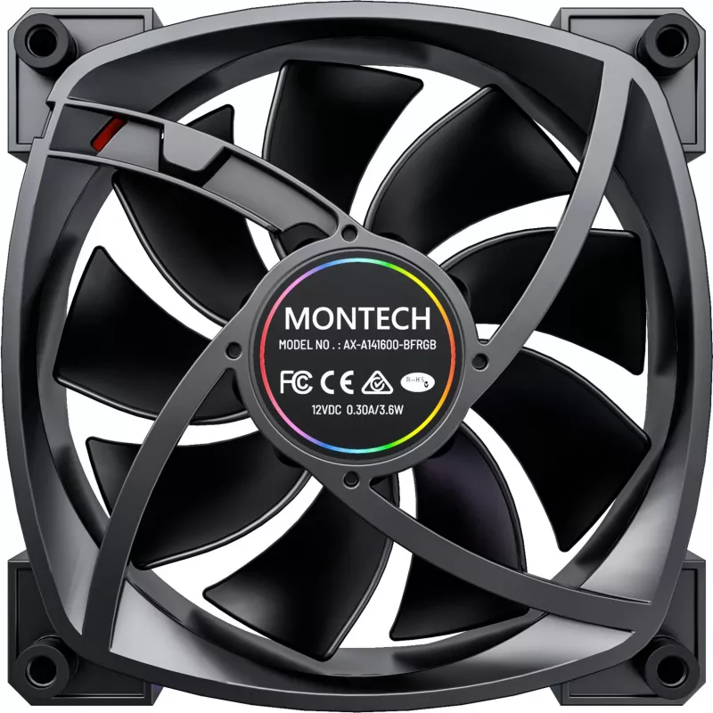 Ventoinha Montech AX140 PWM 14 cm preta 540-1760 RPM