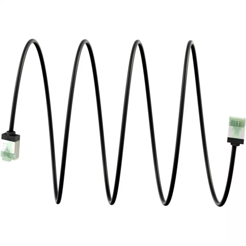 Cabo de rede Goobay Ultra-Flexíveis CAT 8.1 fino U/FTP preto - ficha extra-curta 99,9% (74353)