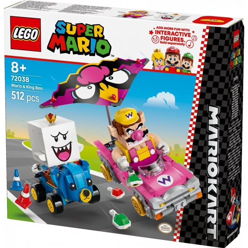 Conjunto de brinquedo de construção LEGO 72038 Super Mario Mario Kart Wario King Buu Huu – figuras de personagens e elementos de pista