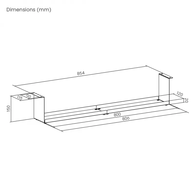 Organizador de cabos compacto Maclean para debaixo da secretária, carga máx. 5 kg, branco, MC-107 W
