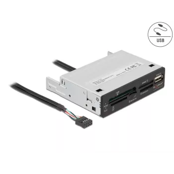 Leitor de cartões DeLOCK 91708 USB 2.0 interno preto cinzento CF SD MicroSD