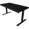 Secretária gaming de altura ajustável com motor duplo, carregador sem fios, iluminação RGB, painel de controlo e portas USB, tampo com superfície de melamina PB, preto