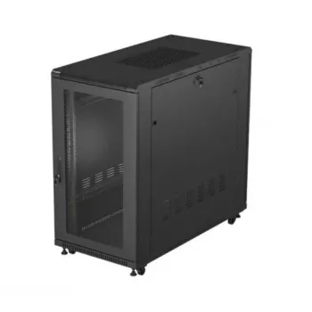 Armário rack 19 polegadas LANBERG FF01-6222-23B 22U 600x1200 mm preto portas perfuradas