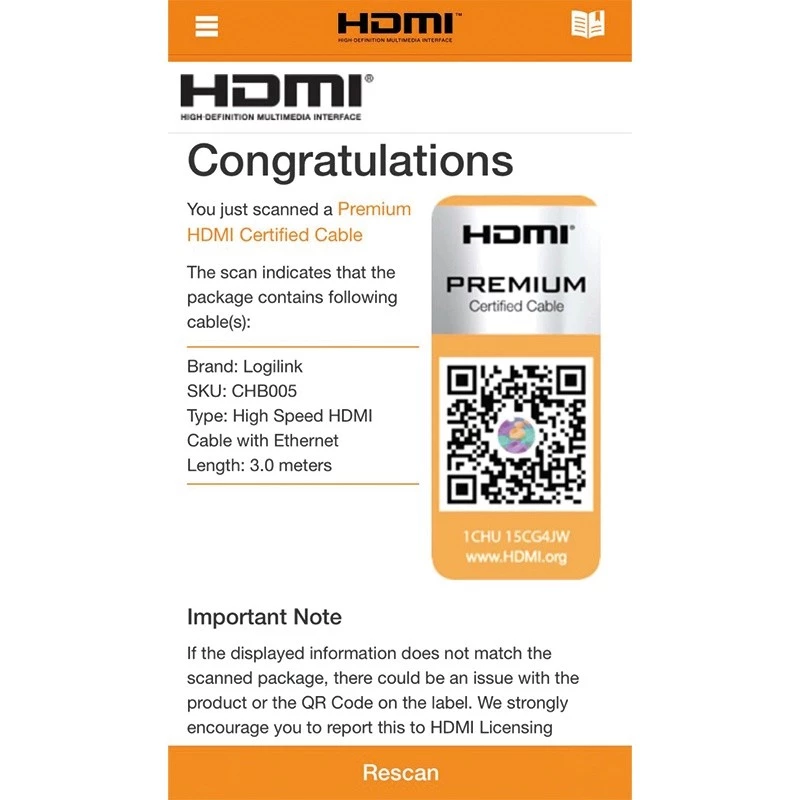 Cabo HDMI LogiLink CHB005 3 m