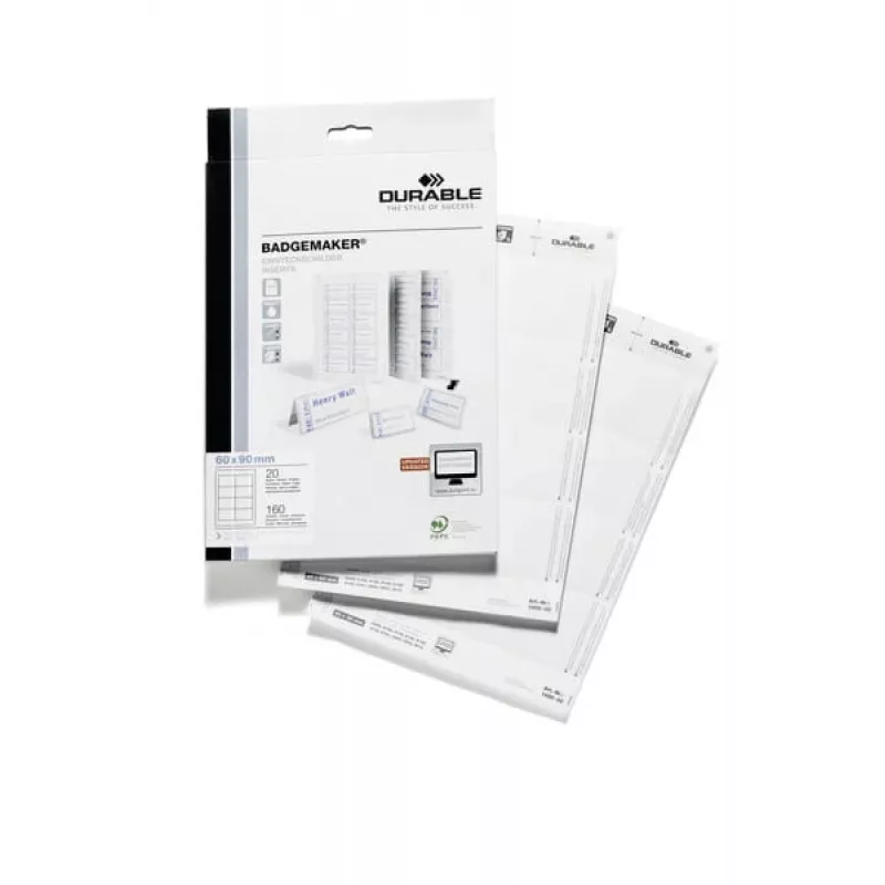 Inserção para porta-nomes Durable 1456-02 60x90 mm branco