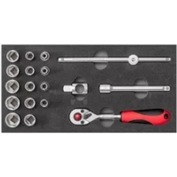 Conjunto de chaves de caixa gedore red R22150020, conjunto de 18 peças com catraca e chaves de caixa