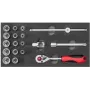 Conjunto de chaves de caixa gedore red R22150020, conjunto de 18 peças com catraca e chaves de caixa