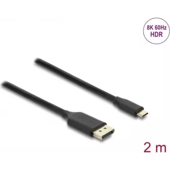 Adaptador de cabo de vídeo DELOCK USB Type-C para DisplayPort 2 m, preto