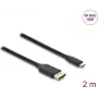 Adaptador de cabo de vídeo DELOCK USB Type-C para DisplayPort 2 m, preto