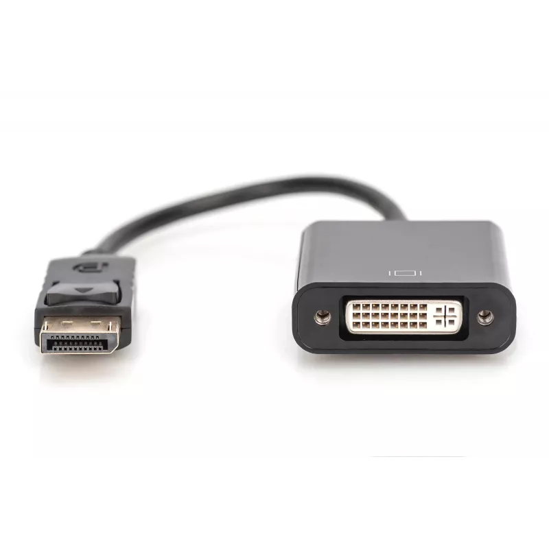 Cabo adaptador DisplayPort Assmann, DP - DVI (24+5) M/F, 0,15 m com bloqueio, compatível com DP 1.1, UL, azul, sem blindagem, 32AWG (AK-340409-001-S)