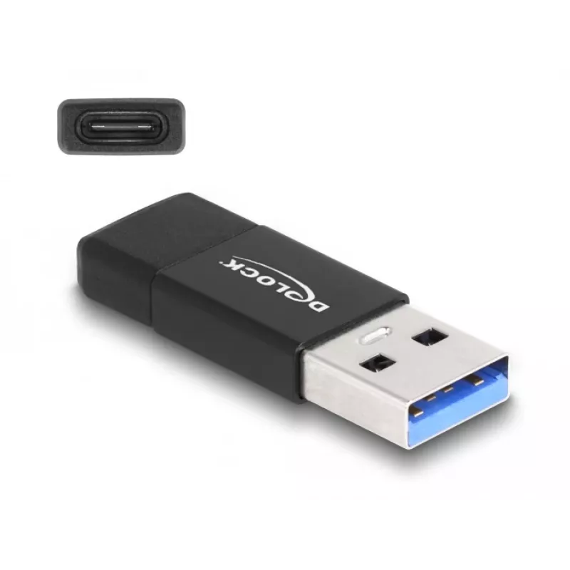 Adaptador DeLOCK 60001 USB A USB C preto