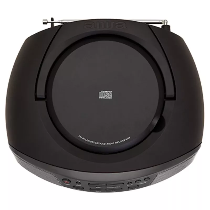Micro-sistema de áudio Aiwa BBTU-400BK, leitor CD/MP3/FM-PLL/BT (Preto)