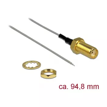Cabo coaxial DeLOCK 89600 94,8 m SMA extremidade aberta estanhada dourado cinzento