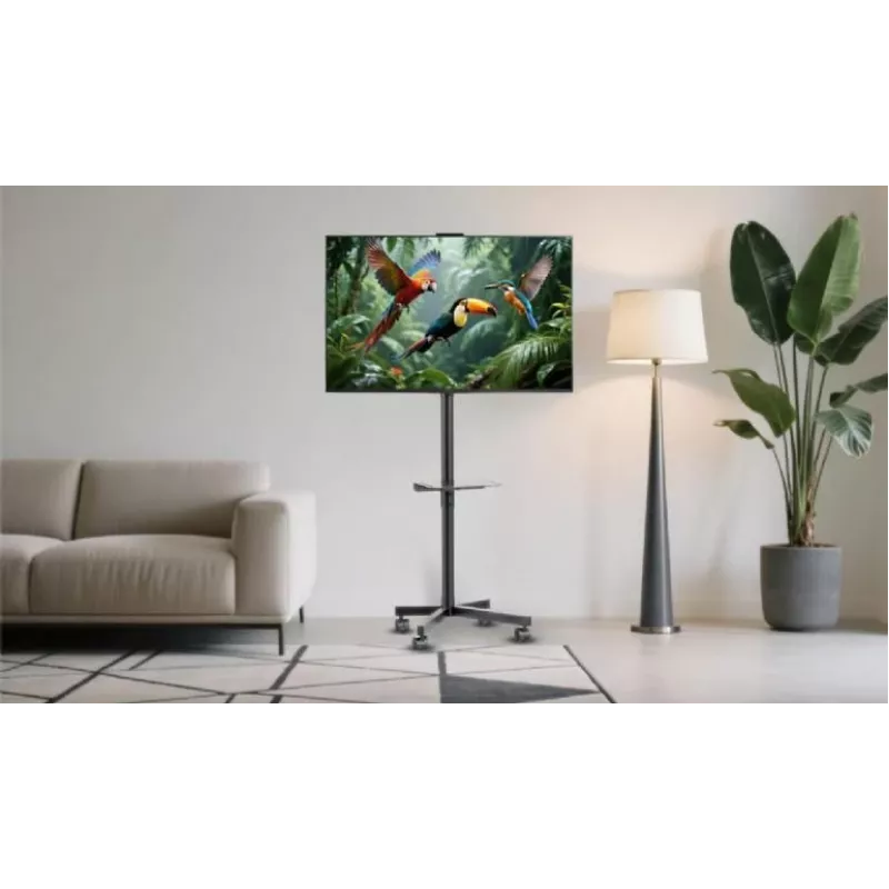 Suporte de chão para TV Gembird com rodas (inclinável) para 32–55 polegadas, VESA 100x100–400x400, carga máx. 30 kg, preto