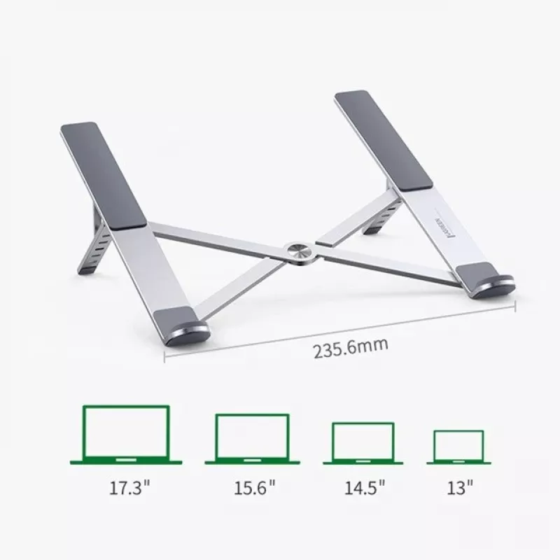 Suporte para portátil UGREEN LP451 ajustável liga de alumínio para portáteis de 8–17 polegadas, 5 posições, prata