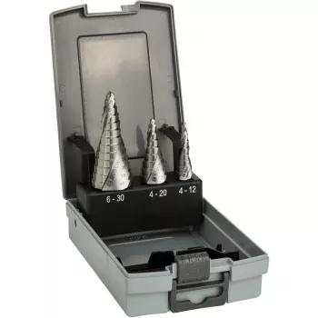 Conjunto de brocas escalonadas Bosch HSS com encabadouro de 3 faces para alumínio e plástico