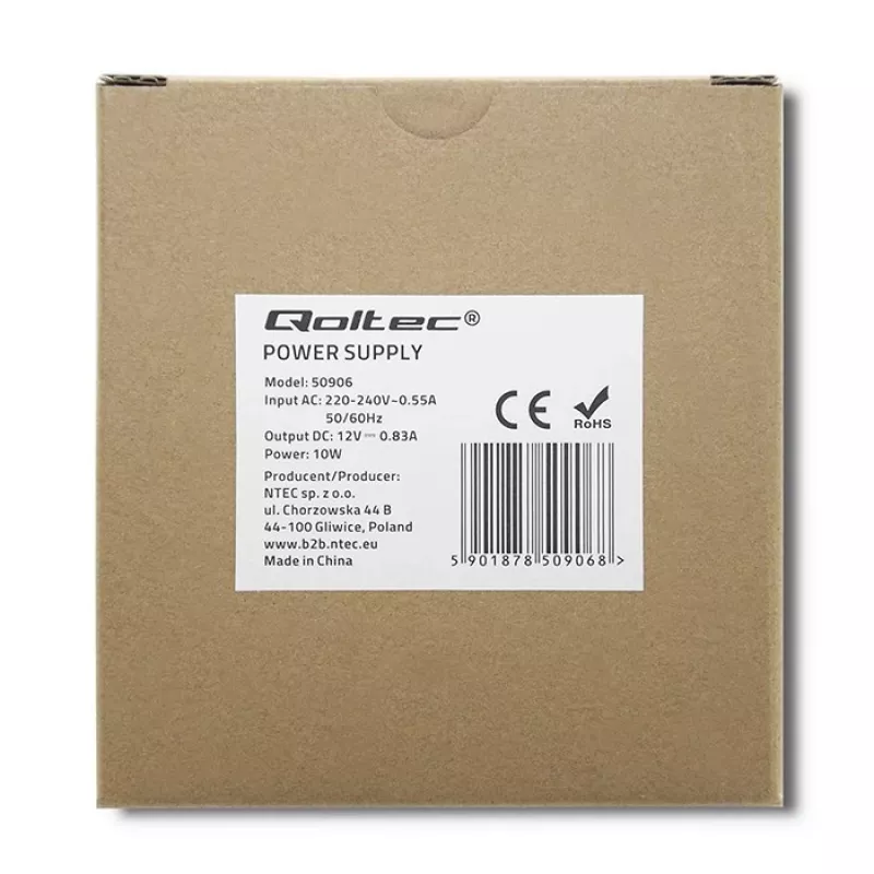Fonte de alimentação para calha DIN 10W, 12V, 0,83A, slim